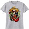 Day Of The Dead T-Shirt Skull Guitar Graphic Tee Mexican Sugar Skull Gift Top