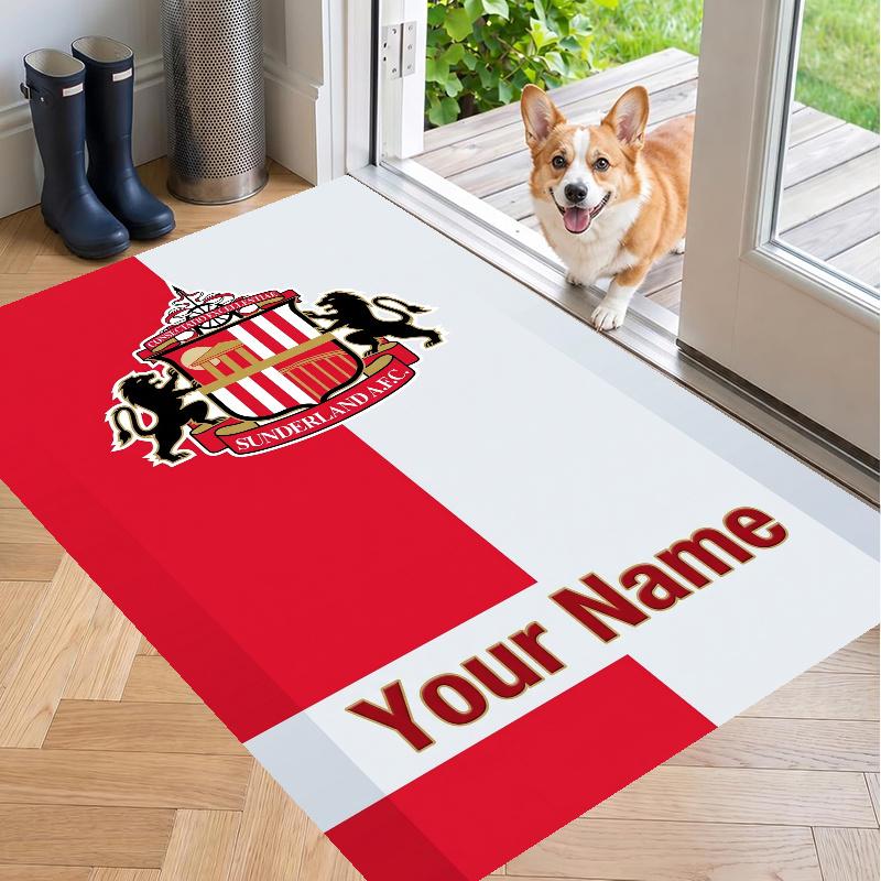 Custom Name Sunderland Crystal Velvet Floor Rug Personalized Text Soft Carpet Home Decor