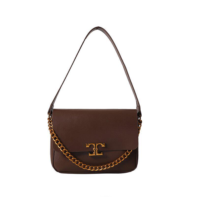 Korean Style Trendy Women's Single Shoulder Chain Crossbody Bag - Simple, Fashionable, Versatile, Solid Color Underarm Bag for Winter