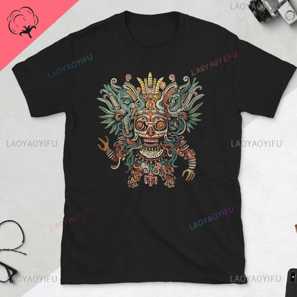 Quetzalcoatl Mexican Tshirt Aztec Art Print Aztec Tee Mexican Shirt Men Mexico Cotton Shirts Mexican Themed Gifts Mexicanas Tops
