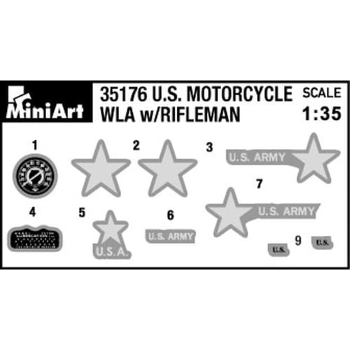 Miniart 1/35 scale US Army Motorcycle with WLA Rifleman plastic model