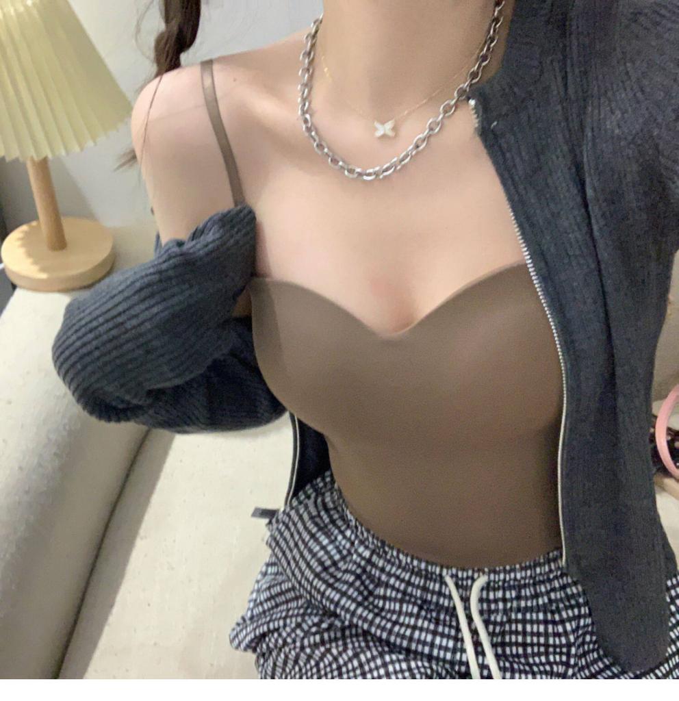 Ice silk sling vest inner anti-light with chest pad integrated tube top, beauty back underwear, bra, summer backing top