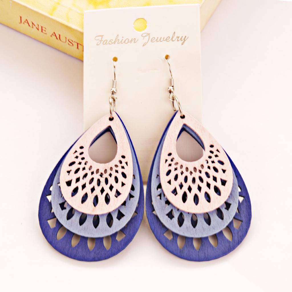 Womens 2025 Handmade Wooden Mixed Color Women's Wood Drop Earrings Summer Vintage Party Gift Women Jewelry Bohemian earrings hot