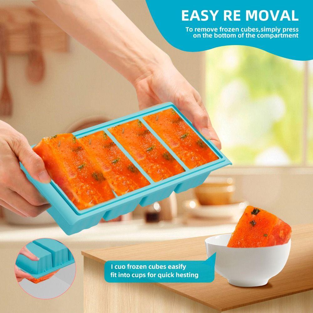 with Lid Food Freezing Molds Silicone Food Sauce Storage New Ice Mold