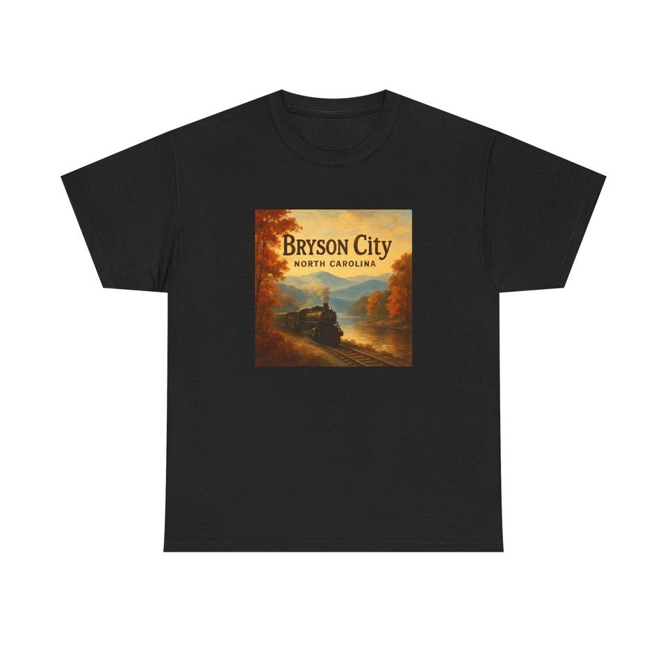 Unisex Adult T Shirt Bryson City NC Smoky Train Art S
