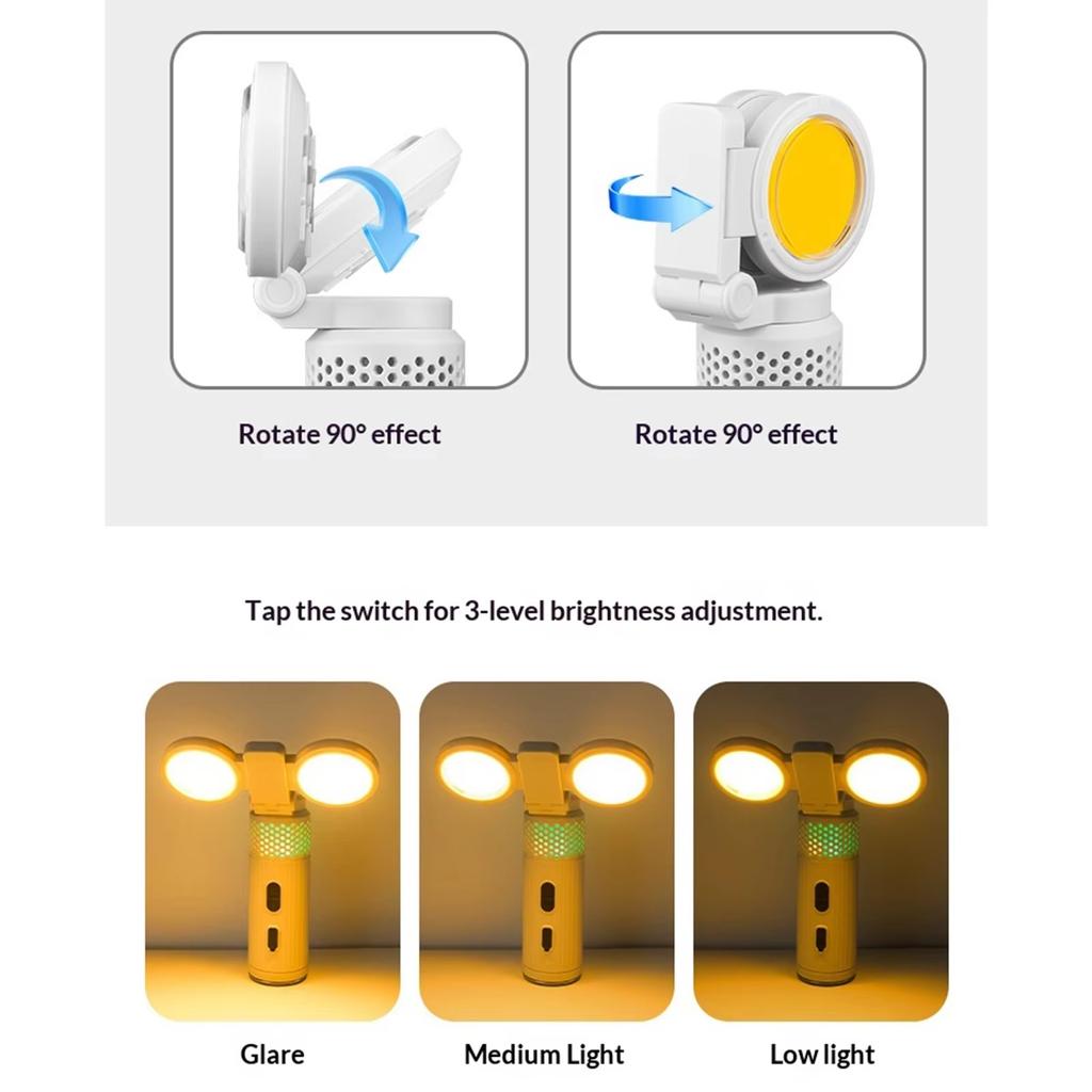 Outdoor Multifunctional Camping Lamp Colorful Dynamic Atmosphere Type-C Tent Lamp Rechargeable with Magnetic Absorption Portable