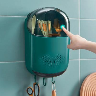 Creative Dust-Proof Cutlery Holder Storage Multifunctional Wall Mounted Storage Rack Dish Drainer Holder Kitchen Accessories