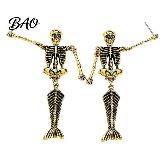 Niche Personalized Jewelry 1 Pair Gothic Skeleton Earrings for Women, Spooky Articulated Skull Dangle Jewelry, Punk Halloween Party Costume