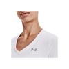 Under Armour Solid Color V-Neck Short Sleeve T-Shirt Women Tops Silver 1255839-100