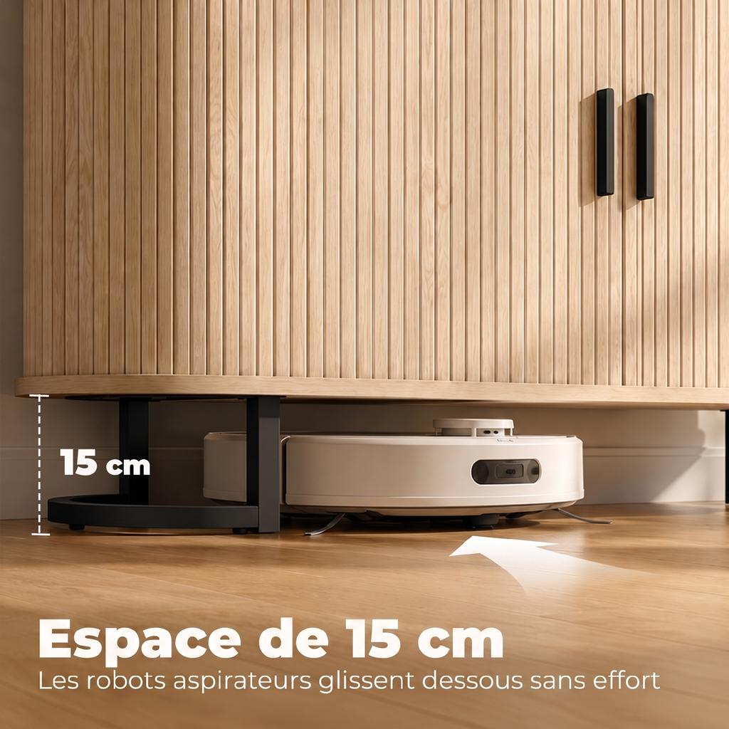 Living Room Sideboard, Oval, 2 Sliding Doors, Adjustable Shelves, 140 x 40 x 75 cm, Natural Wood