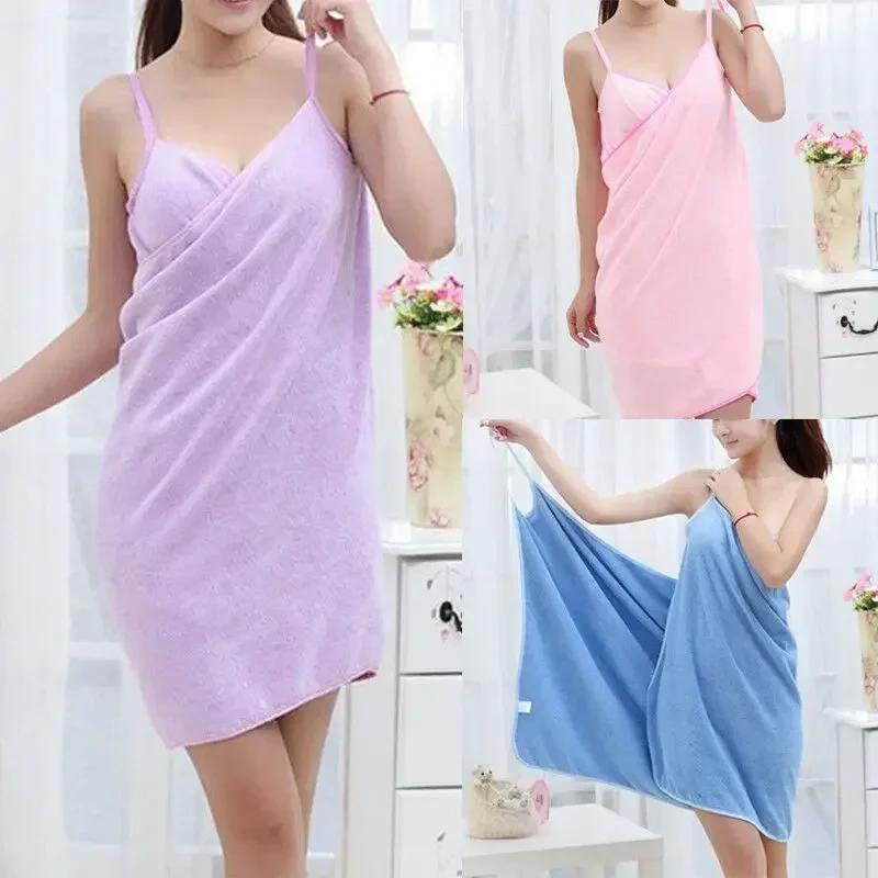 Wearable Microfiber Bathrobe Woman Shower Female Soft Bath Towel for Adults for Home Textiles Bath and Sauna Towels Bathroom