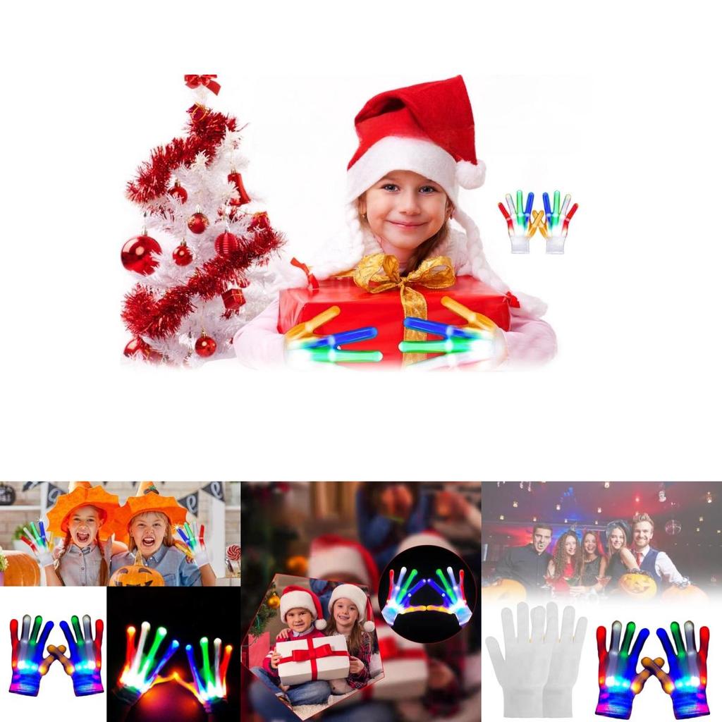 Bright Multi-colored Led Light-up Knitted Gloves Ideal For Halloween And Parties
