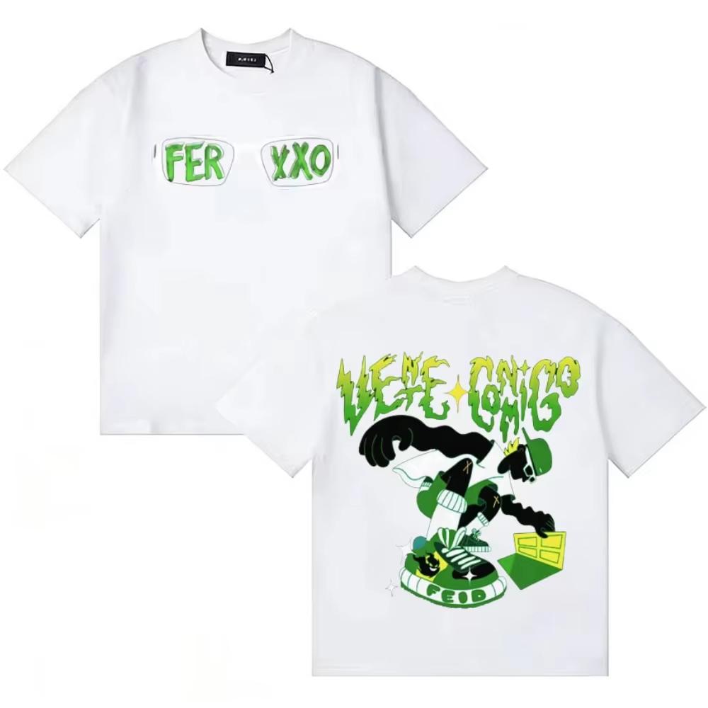 Unisex Gothic Y2K Oversized Crew Neck Cotton T-Shirt for Teens, Singer Feid Ferxxo Harajuku Graphic Print Street Top T-Shirt