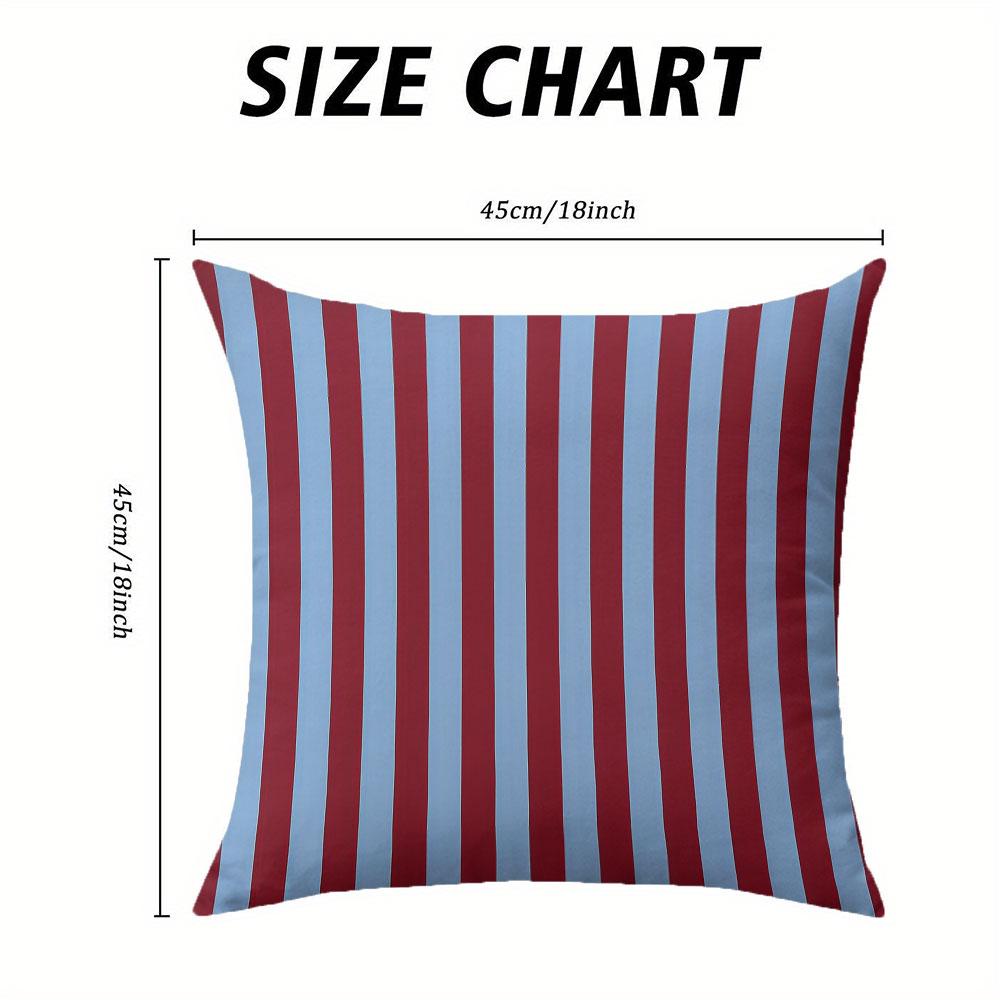 Burgundy Light Blue Vertical Stripe Square Jacquard Pillow Cover for Sofa Office Waist Cushion Cover Home Decorative Pillowcase