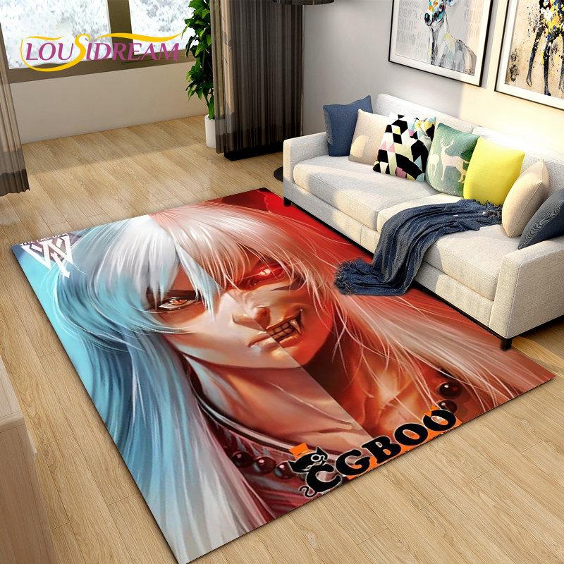 Inuyasha Japan Anime Cartoon Bereich Teppich, Teppich Teppich für Wohnzimmer Schlafzimmer Sofa Fußmatte Dekoration, Kinder spielen rutschfeste Bodenmatte