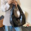 Retro Star Rivet Tote Bag Solid Pu Leather Shoulder Bag Large Capacity Female Casual Shopping Underarm Pack Lady Handbag