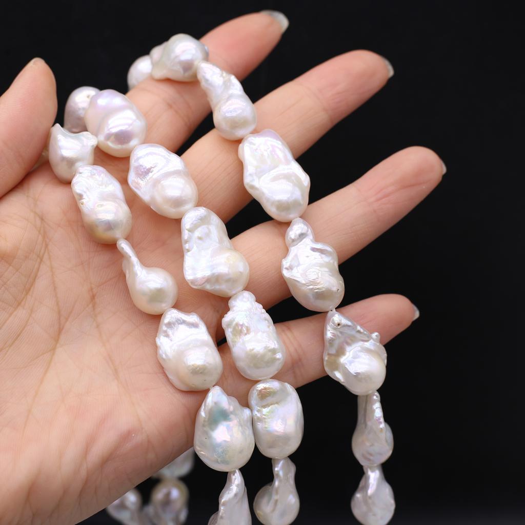 1String, White Natural Freshwater Pearls, Baroque Pearl Beads, 15-20mm, for DIY Jewelry Making, Unique Birthday Party Wedding Crafts, 36cm