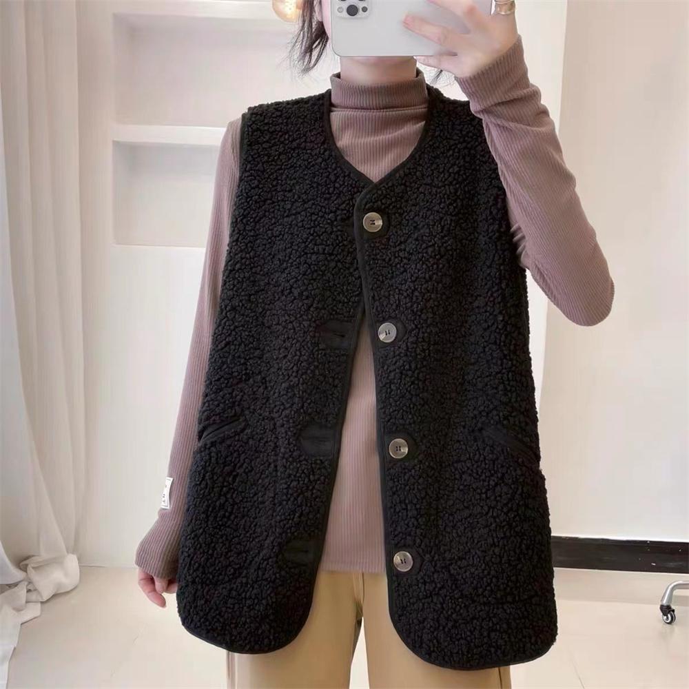 Coats Womens Waistcoat Autumn Winter 2024 New Style Imitation Lamb Fur Loose Korean Version Sleeveless Vest Style Basic Tops