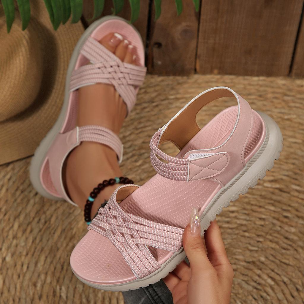 Velcro Slip-on Thick-soled Summer Sandals for Women, Large Size, Beach Shoes