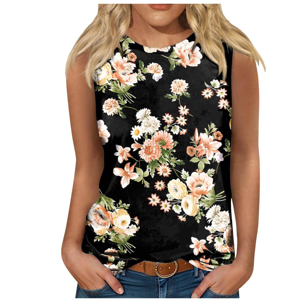 Summer Floral Tank Tops Flower 3D Print Women O-Neck Casual Vest Off Shoulder Y2k Elegant Sleeveless Top Camisole Woman Clothing