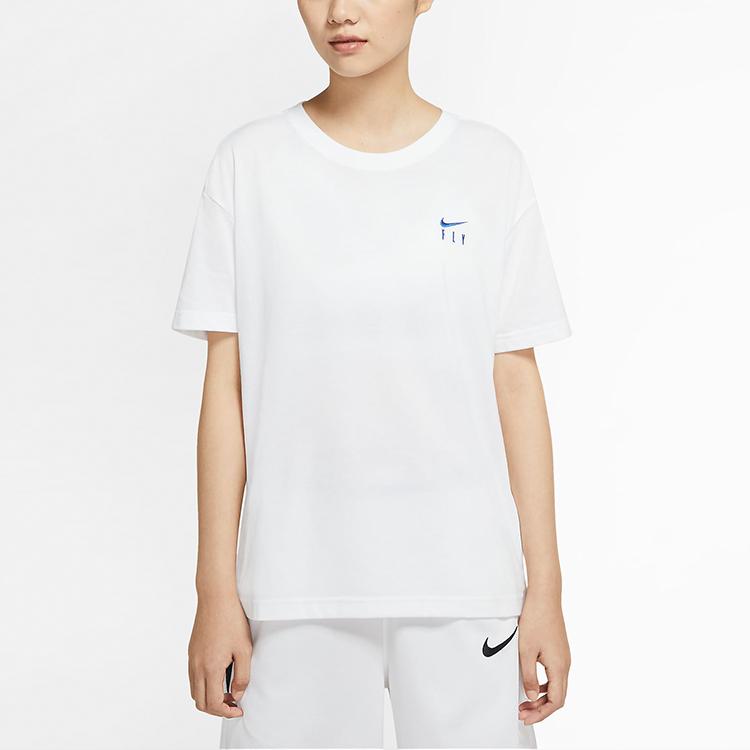 Nike Dri-FIT Basketball Graphic Print Crew Neck T-Shirt Women Tops White CV0951-100