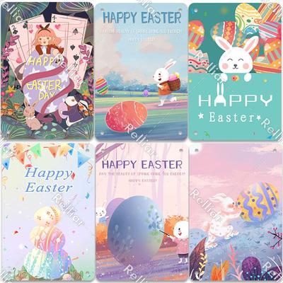 Easter Vintage Tin Sign Poster Easter Bunny Promotions Wall Easter Egg Decoration Reminding Metal Painting Decor 20X30 CM