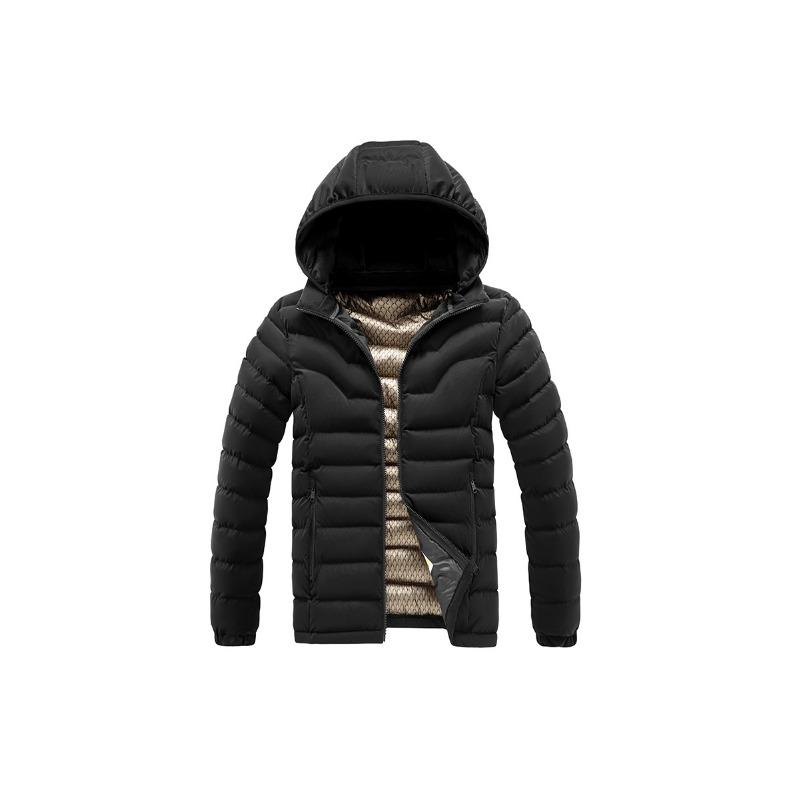 Lightweight Cotton Coat Men's Winter Solid Color Graphene Slim Fit Removable Hat Thickened Hooded Jacket Men