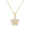 18K Gold-Plated Copper Necklace with Rotating Five-Pointed Flower, High-Quality Luxury Clavicle Chain Featuring Cubic Zirconia.