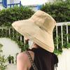 Japanese style hat women's large brim fisherman hat pure color anti-uv hiking sun hat neck protection windproof sun protection