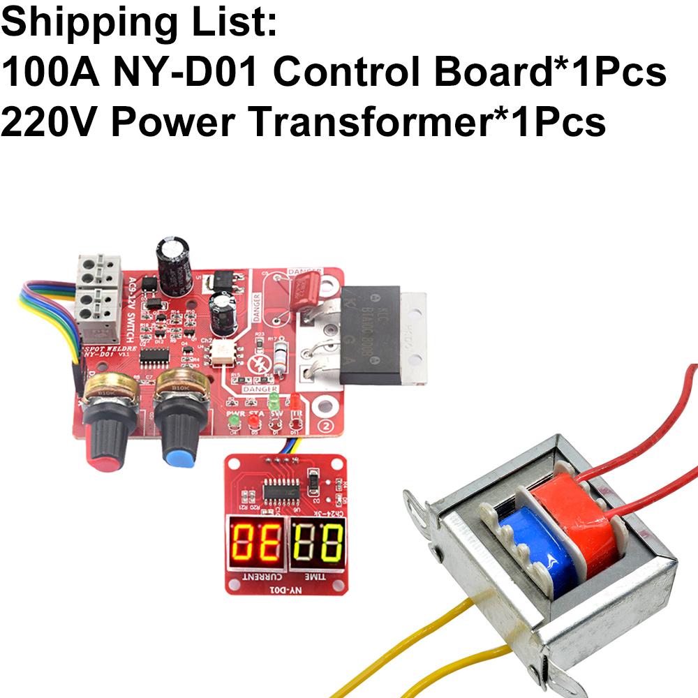 100A/40A Punktschweißgerät Steuerplatine Zeit&Strom Regelungsanzeige Schweißer AC 110V 220V auf 9V Transformator Controller Platine