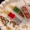 Christmas Red/Green Pearl Nail Rhinestone Mixed Size Pearlescent Colorful Beads Nali Charms Christmas Manicure Jewelry