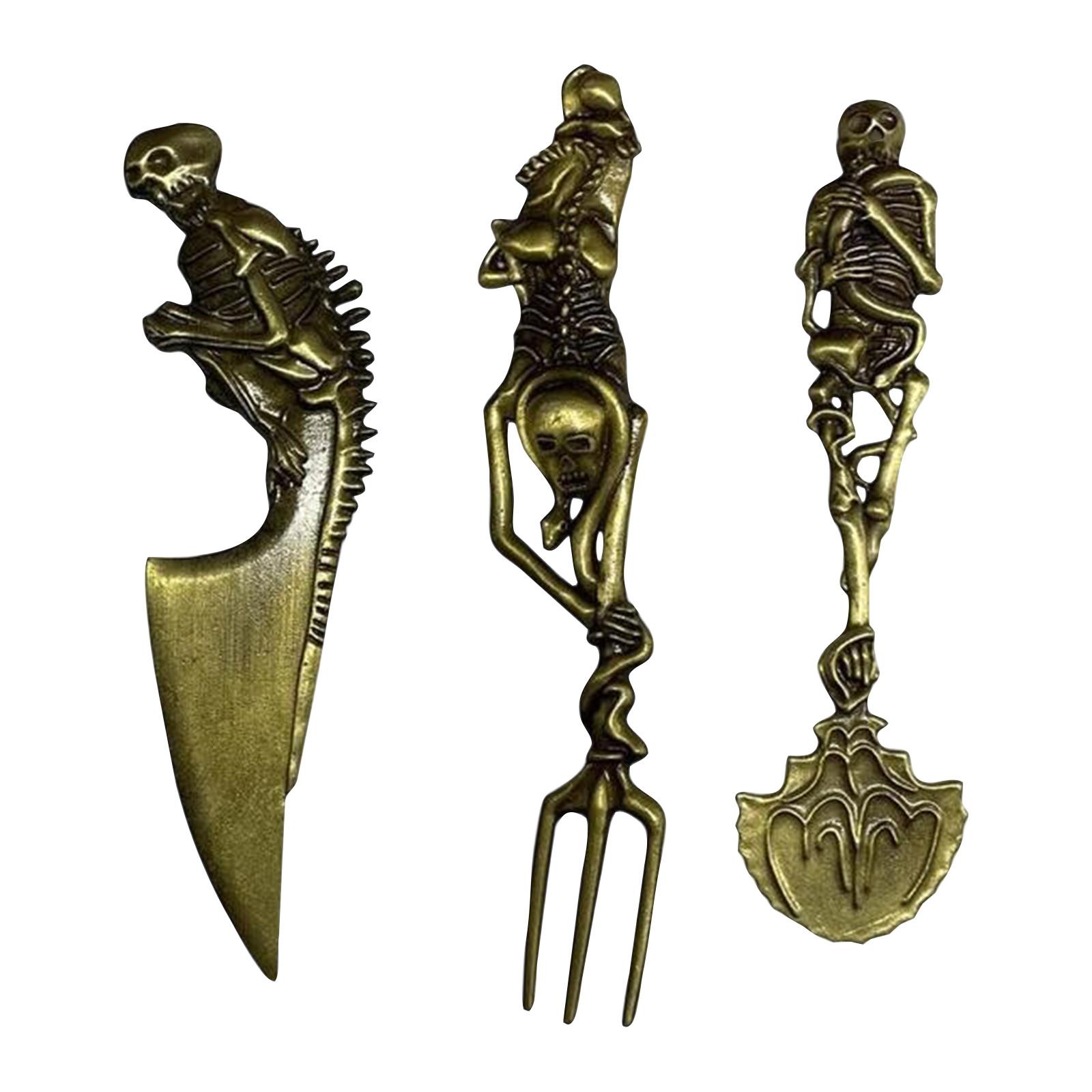 

Cutlery Set, Unique Spoon And Fork, Metal Cutlery Set For Halloween Easter Christmas Party One Size золотой