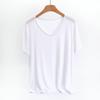 Modal V-Neck Tshirt Summer Women's Thin T-shirts Half Sleeves Solid Color Plus Size Loose Casual Tee Tops