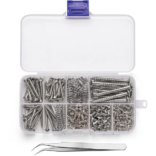 150Pcs Electric Guitar Screw Kit 9 Types, Guitar Pickguard Screws Assortment Box Guitar Repair Accessories Kit for Guitar Bridge Pickup Pickguard