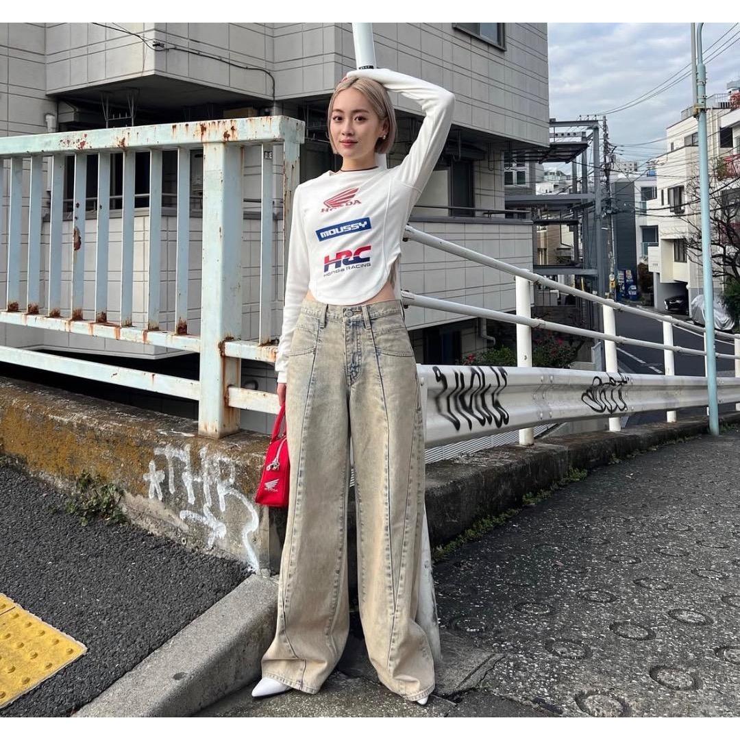 moussy wide denim pants