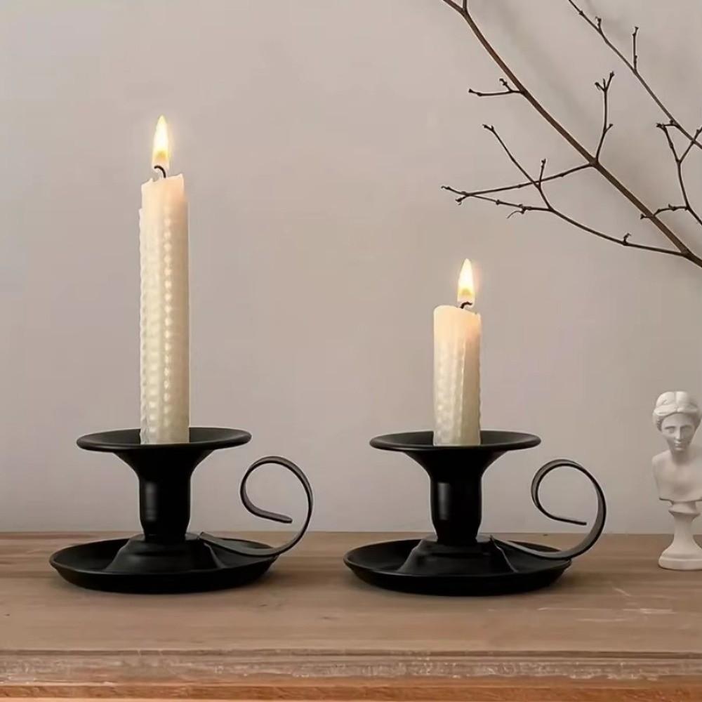 European-Style Tea Cup Candlestick Metal Iron Candle Base Tabletop Candle Holders Candlelight Dinner Props Simple Candle Stand