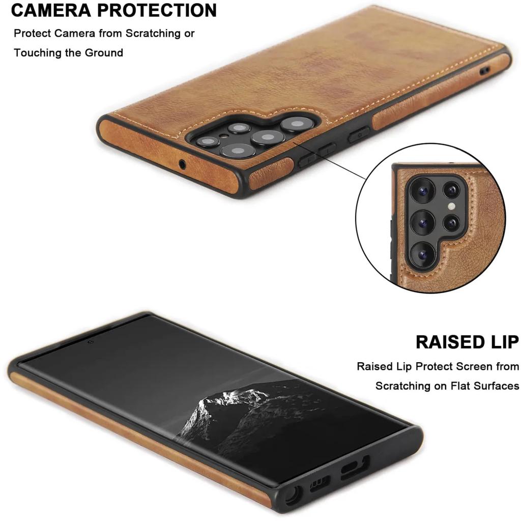 PU Leather Cover For Samsung Galaxy S26 S25 S24 S23 Ultra S22 Plus + Soft Slin Thin Business Phone Case Casing