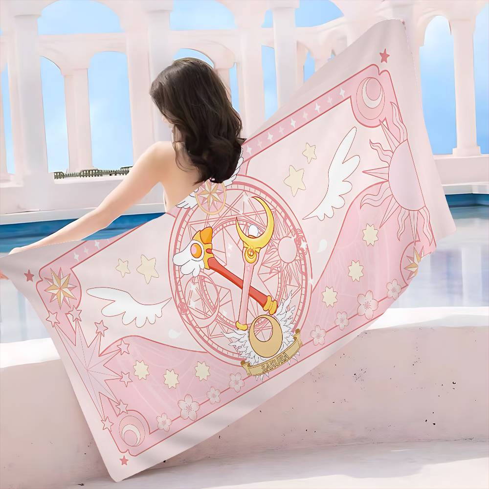 

C-Cardcaptor Sakura Anime Beach Swimming Towel Soft Absorbent Washcloth Children s Gifts for Kids Travel Camping Gym W40*H60(CM)