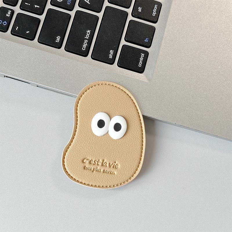 Cute Big Eyes Solid Color Cashew Leather Mobile Phone Airbag Bracket Retractable Simple Japanese Small Fresh Ring