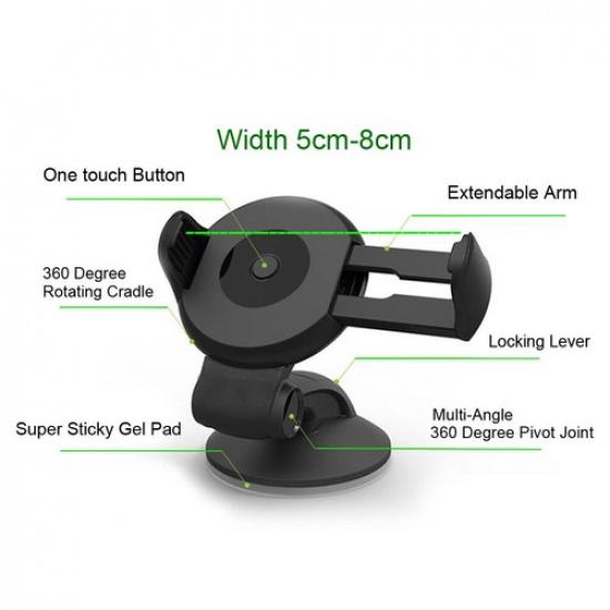 In-Car 360° Mobile Phone Holder Stand Dashboard Suction Desk Mount Windscreen