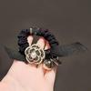 Black Camellia Korean Style Ponytail Hair Rope for Women