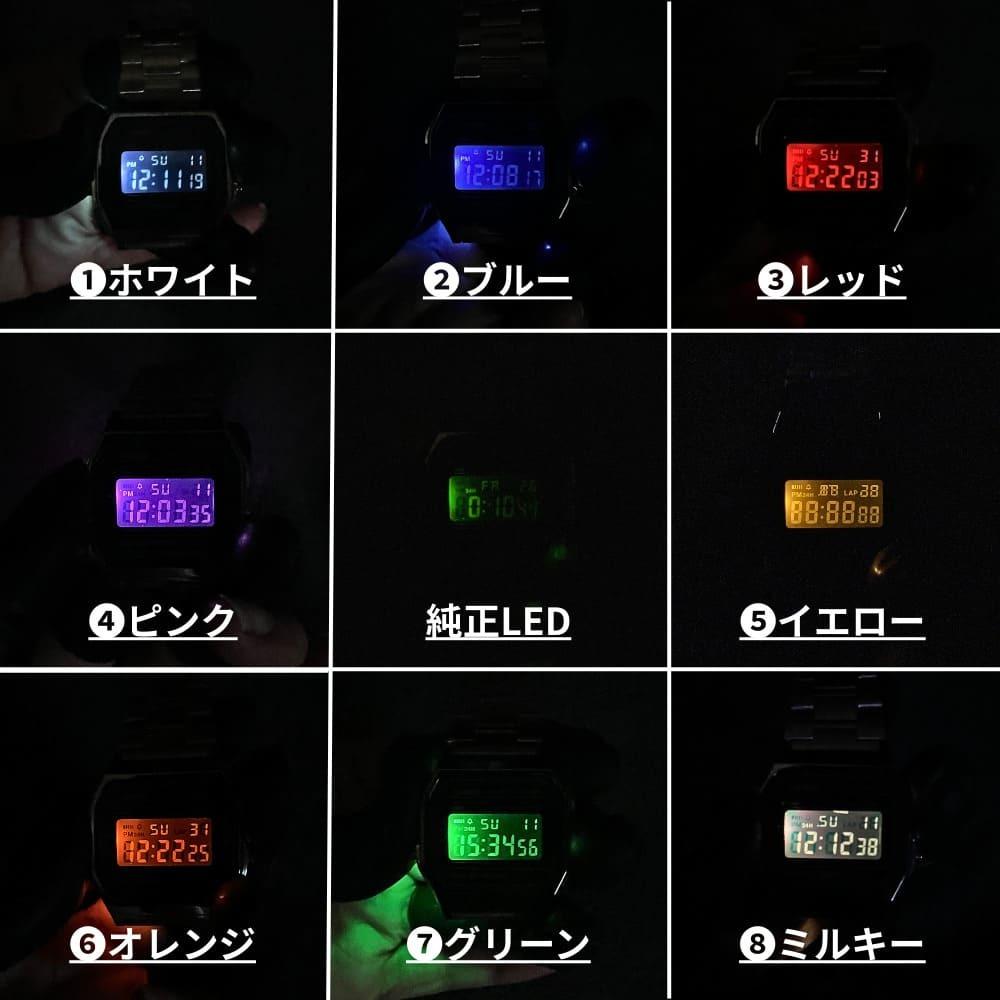 Used LED Custom A158WEA-1JF Base Inverted LCD x Pink LED Model (CASIO Base) Custom Watch [Free Shipping]
