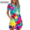 Elegantes Mini-Kleid mit süßem Liebesmuster-Print für Damen und Mädchen, kurzärmliges Sommerkleid, 2026 Neue Frühlingskleidung, Oversize-Sonnenkleid