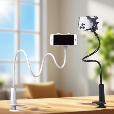 Soporte de escritorio para mesita de noche perezosa, soporte flexible para teléfono móvil, soporte de cuello de cisne largo con asa, soporte para personas perezosas, soporte de techo