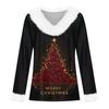 Women's Casual Fashion Long Sleeve Christmas Printed Flannel Collar Top