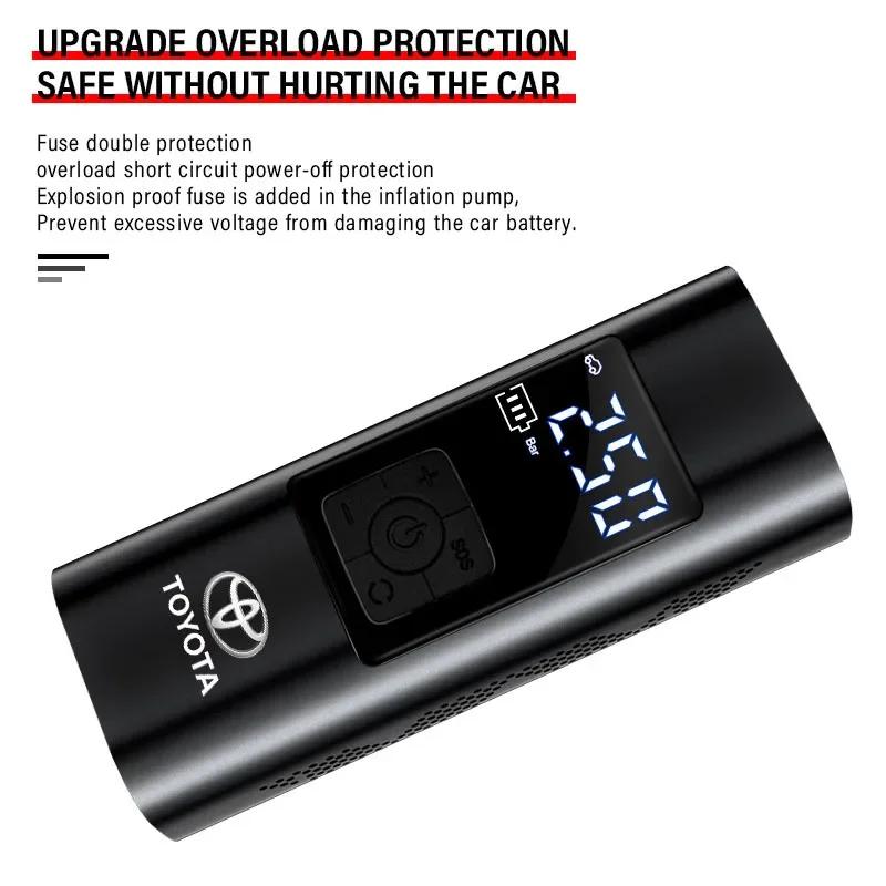1Pcs Car Tire Inflator Smart Digital Inflatable Pump Emblem Accessories For Toyota TRD Corolla Yaris Rav4 Avensis Auris Camry
