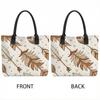  Bohemian Floral Feather Print Canvas Tote Bag Casual Large Capacity Daily Outdoor Shoulder Handbag