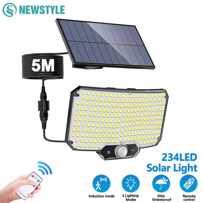 234LED Solar Outdoor Lights Motion Sensor Super Bright Solar Flood Lights Remote Wall Lights Waterproof 3 Modes Patio Garden Gar