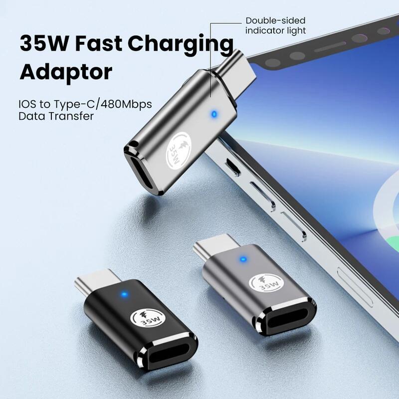 HdoorLink Адаптер типа C для адаптера Lightning Male на Type C Female 35 Вт PD Адаптер быстрой зарядки USB C Конвертер для IPhone 15