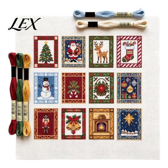 Christmas Art And Craft Projects Cross Stitch Kit, Winter Holiday DIY Embroidery Xmas Starter Kit for Adults Tree Adults, Home Decor Threads Tools